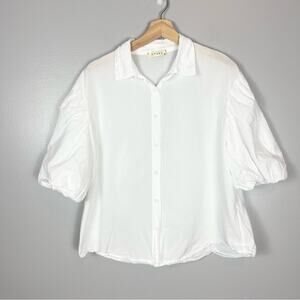 Starkx Puff Sleeve Button Up Shirt Woman’s blouse size M White